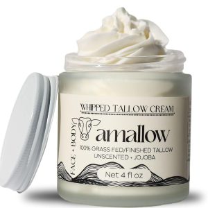 100% Grass-Fed Beef Tallow Pores and skin Care – Whipped Moisturizer for Face and Physique – Light Components for Delicate Pores and skin – Pure Lotion with Jojoba Oil, 4 FL. oz. (Unscented)