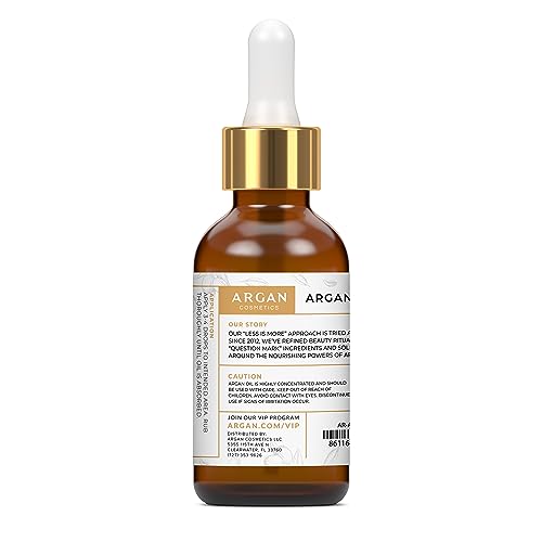 100% Pure Natural Moroccan Argan Oil by Argan Cosmetics - Chilly Pressed, Unscented Formulation for Hair, Pores and skin, Nails, Cuticles, Face & Beards - Filtered with Cotton & Charcoal - All...