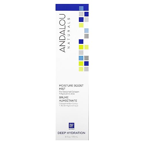 Andalou Naturals Hydrating Face Mist, Moisture Enhance Facial Spray with Hyaluronic Acid & Collagen, Very best for Dry and Dehydrated Pores and skin, 6 fl oz