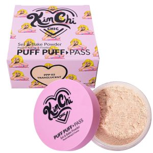 Kimchi Stylish Magnificence Puff Puff Move Set and Bake Powder – Free Face Powder with Extremely-Fluffy Setting Puff for Mushy, Pure Make-up, Ideally suited for Uneven Pores and skin Tone, Shade 03 Translucent